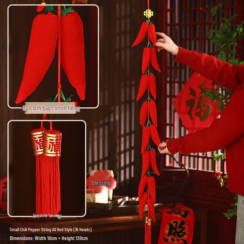 2026 Spring Festival Hanging Decorations: New Year Firecrackers, Lucky Bag, Chili, and Lantern Ornaments for Your Living Room