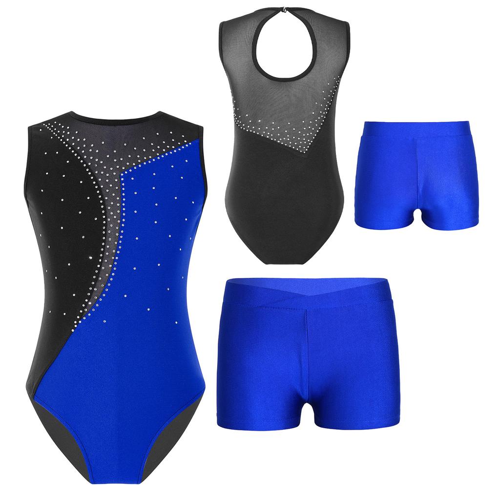 Heren Turnpakje Mouwloos - Gymnastiek Dans Training Leotard Met Contrastkleuren