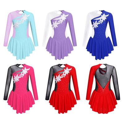 Kids Girl Figure Ice Skating Dress Gymnastics Leotard Ballet Tutu Skirt