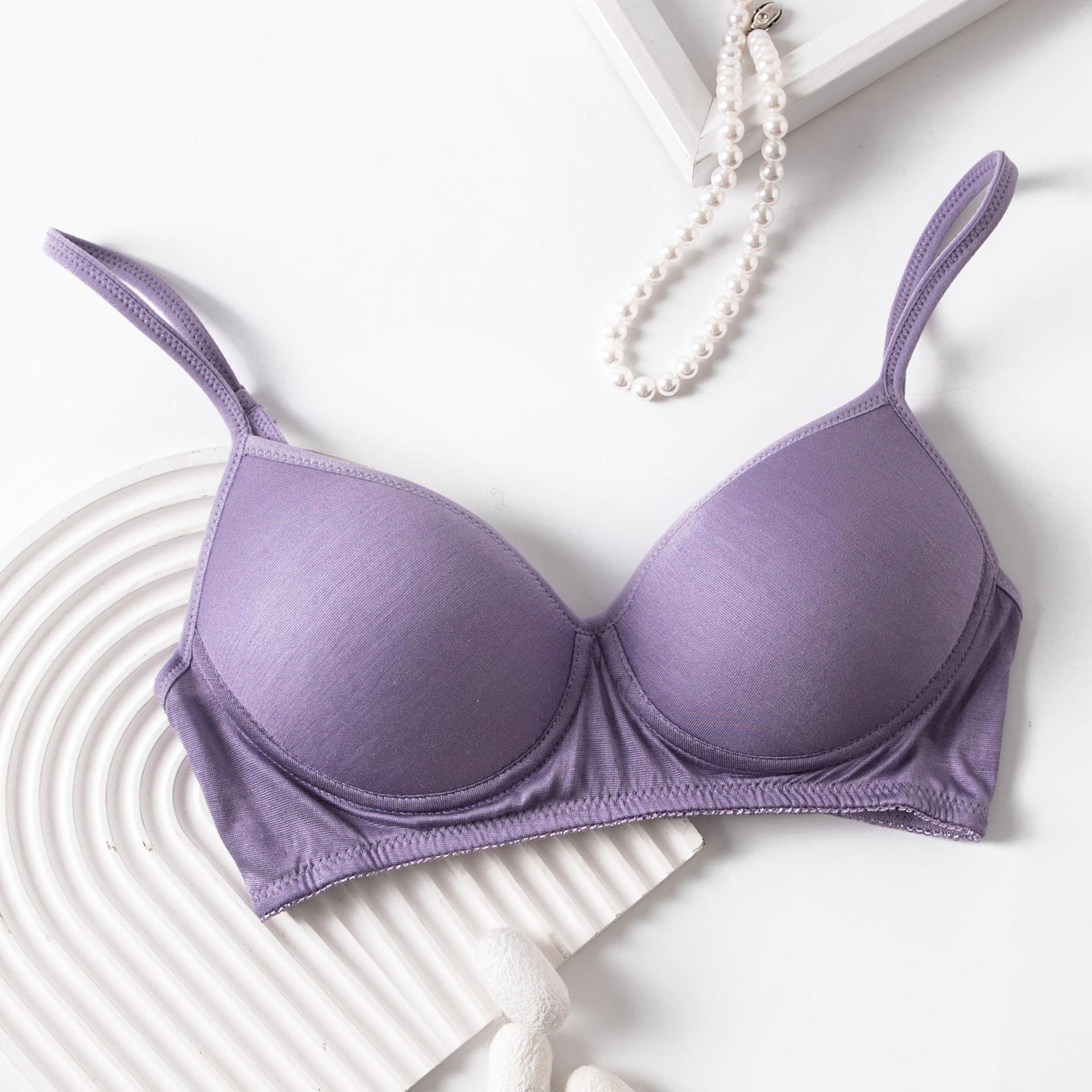 Silk underwear women s thin steel-rimless bra mulberry silk breathable girl comfortable sexy bra seamless full cup S