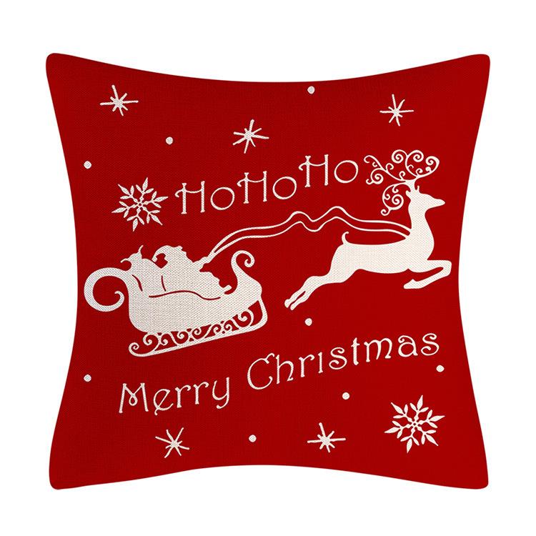 New Christmas Red Pillowcase Linen Festive Snowflake Sofa Living Room Pillowcase Cushion