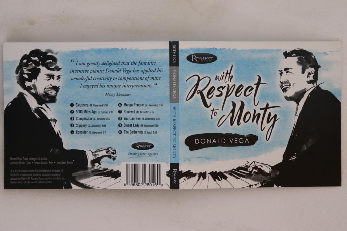 

CD DONALD VEGA With Respect To Monty RCD1023 RESONANCE 2015 US Jazz Used