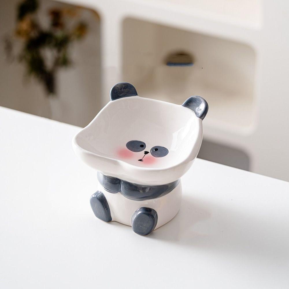 Ceramic Pet High Foot Bowl Cute Dog Food Feeding Basin Cats Drinking Feeder  Kitten Puppy
