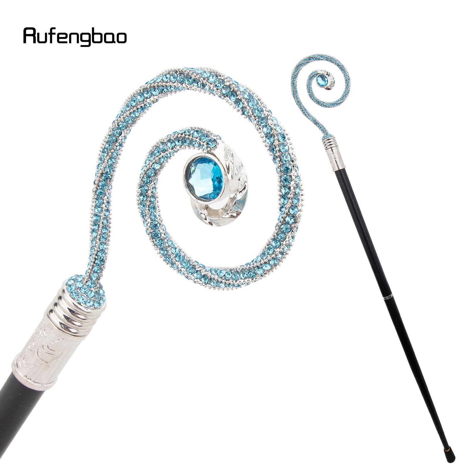 

White Blue Hanger Blue Diamond Fashion Stick Decorative Cane Elegant Fashion Cane Cosplay Alloy Crosier Vintage Stick 90cm