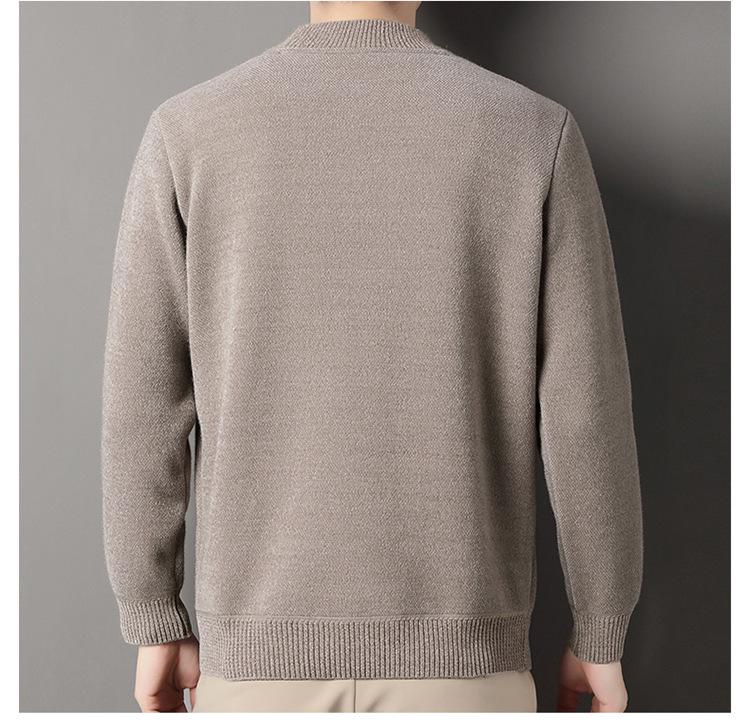 Men's Thick Plush High Neck Sweater - Pure Color Knit for Winter Warmth
