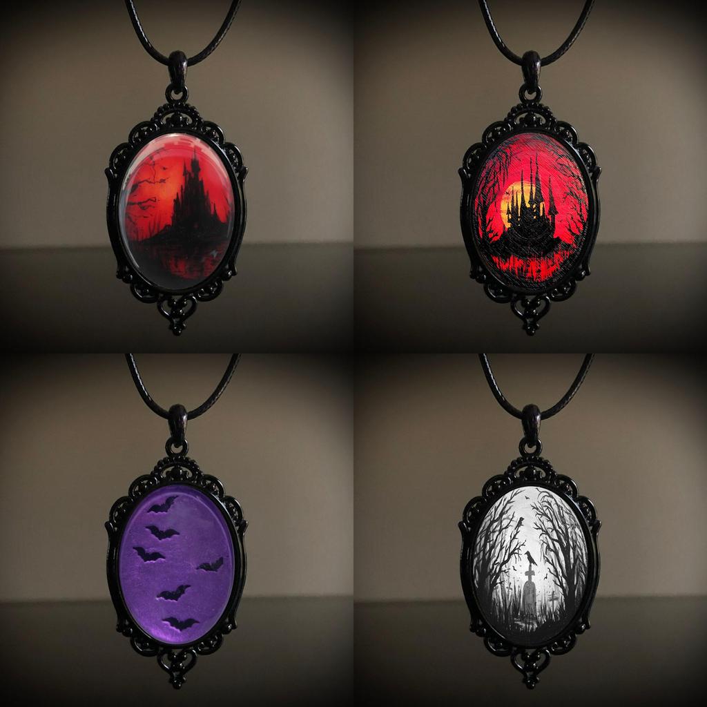 Gothic Raven Forest Pendant Necklace With Alloy Material For Fashionistas