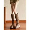 Pleated Pile Boots Two Wear Brown Boots Women's 2025 Thick Sole But Knee Small Tall Knight Boots