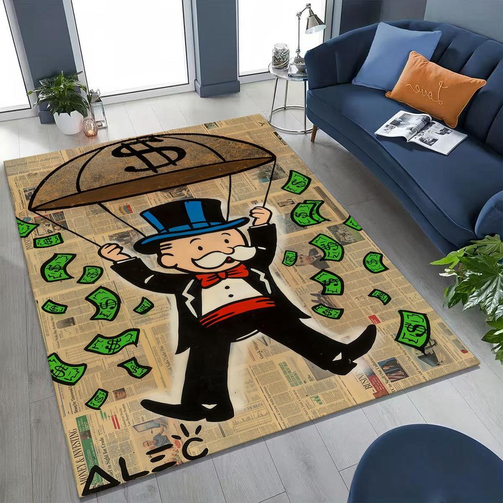 Rich Cartoon Monopoly Dollar Game Money Rug for Bedroom Living Room Sofa Home Doormat Decor,Large Kids Play Non-slip Floor Mat