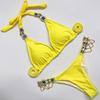 Halter Metal Chains Rhinestone Diamond Bikini Women Swimsuit Female Swimwear Two Pieces Bikini Set Brazilian Bathing Suit Swim
