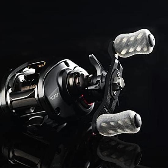 Gomexus Rączka Kołowrotka Węglowa Podwójna Rączka do Wędek Baitcastingowych Daiwa i Shimano Wymienna Rączka z Gałką Wędkarstwo Basowe FH95/85 - (Tatula,