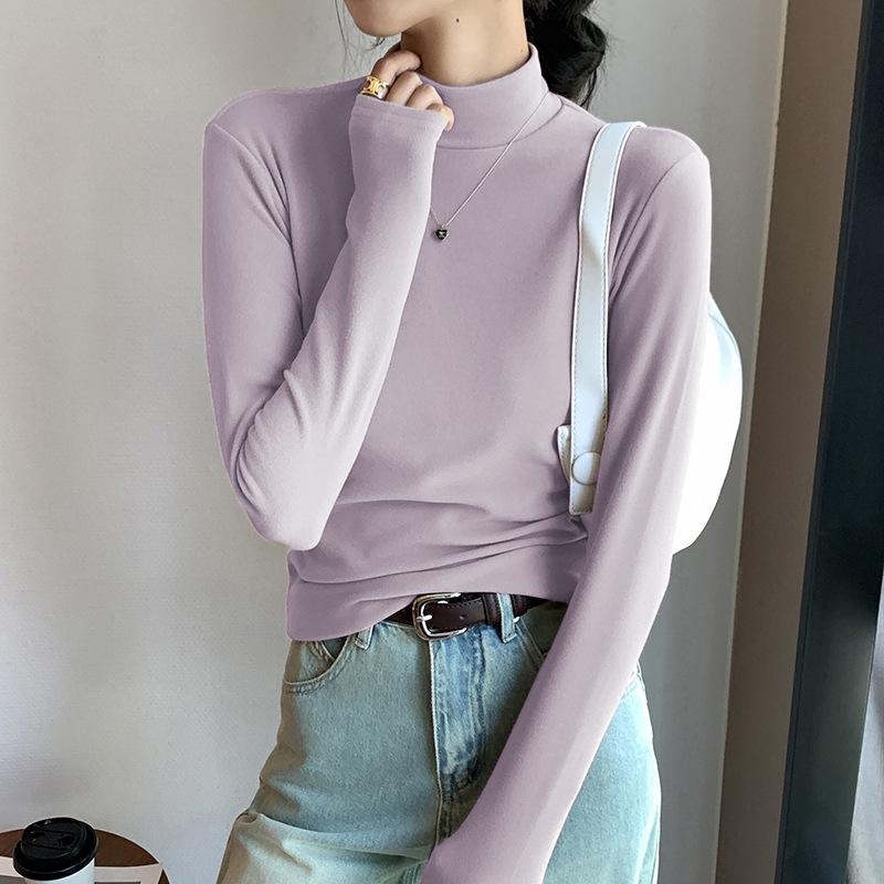 Micro Velvet De Velvet Košile s polovysokým výstřihem Dámská vnitřní podzimní a zimní, vycpaná a zesílená De Velvet střední teplo u krku