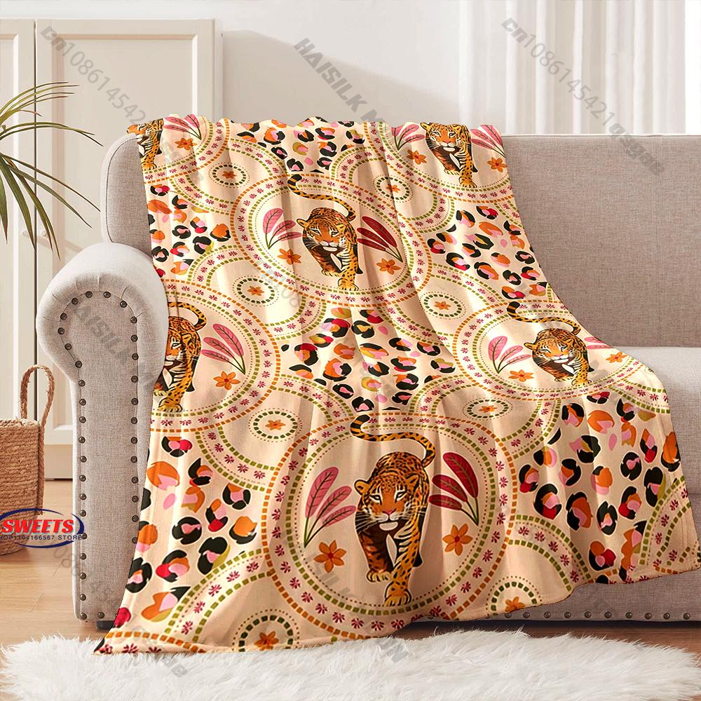 6 Sizes Belize Leopard Print Blanket Warm Soft and Comfortable Home Travel Blanket Sofa Bedding Cover Blankets Gift for Friends