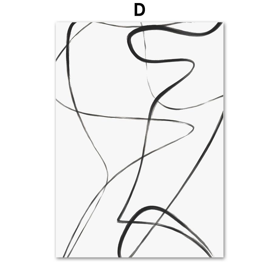 Abstrakt linje Geometrisk färgblock kurva nordiska affischer och tryck Väggkonst Canvasmålning Väggbilder för vardagsrumsinredning