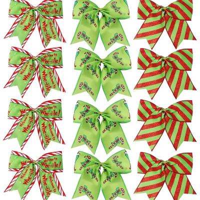 12Pcs Festival Polyester Ribbon Bows Christmas Yard Decoration Waterproof Outdoor Christmas Tree Ornament