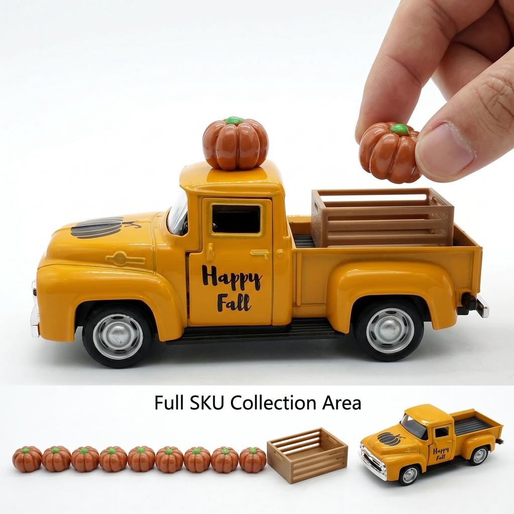 Vintage Pumpkin Die- Alloy Car Model Retro Decor Figurine