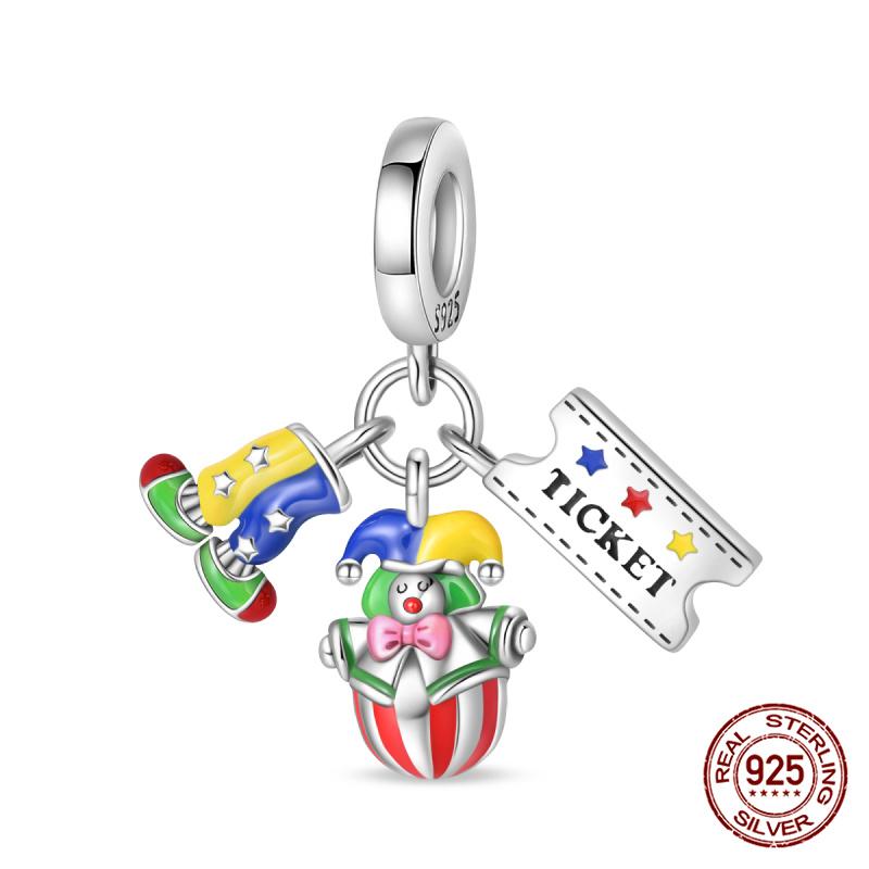 Hot 100 copper Circus Clown Threepiece Charm Bead Charms Compatible With Authentic Bracelets Do It Yourself Jewellery Making Ideal For Women Gift