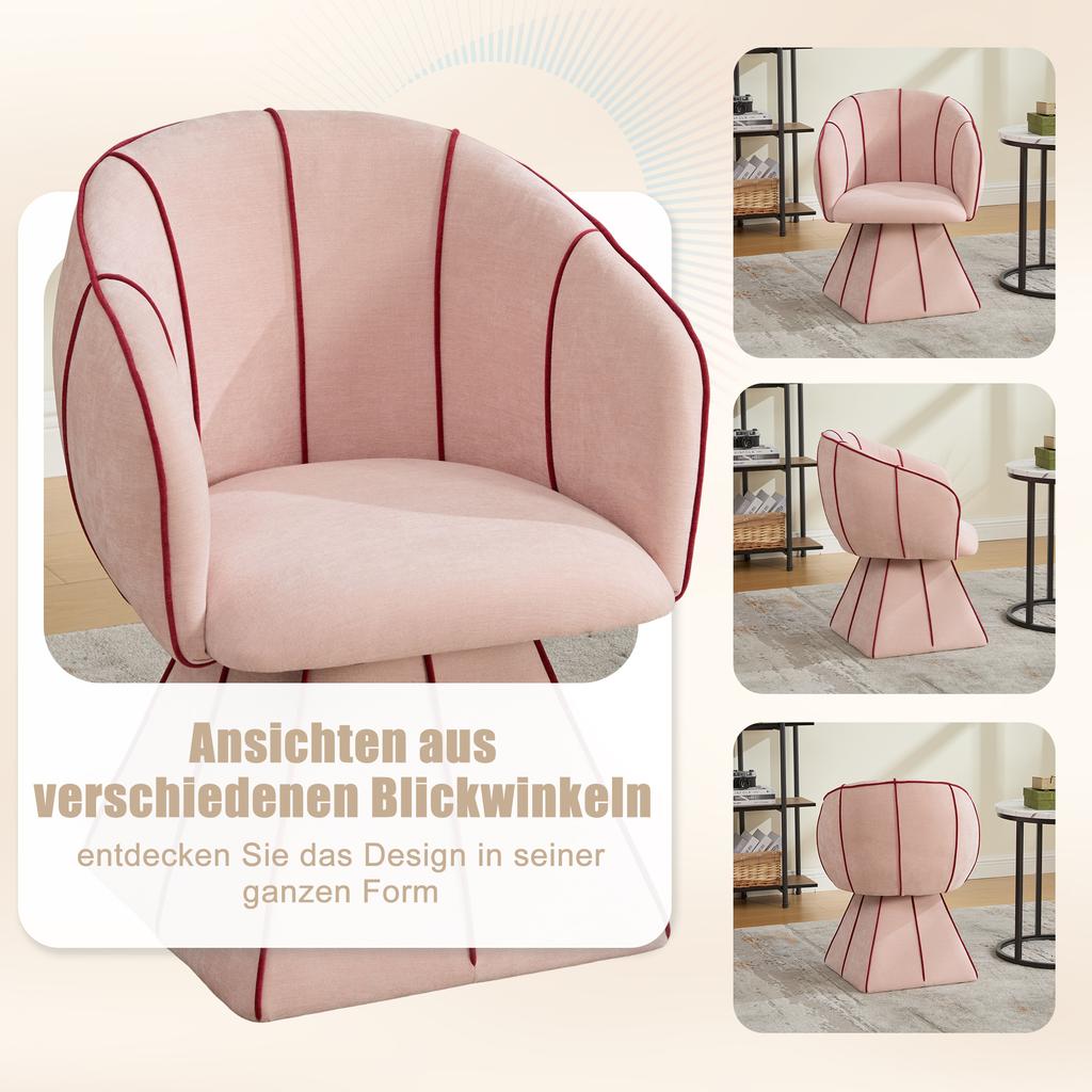 Swivel Chair, Suitable for Adults and Teenagers. Ergonomic Design with High Backrest, Ideal for Bedroom and Living Room (Pink Chenille)