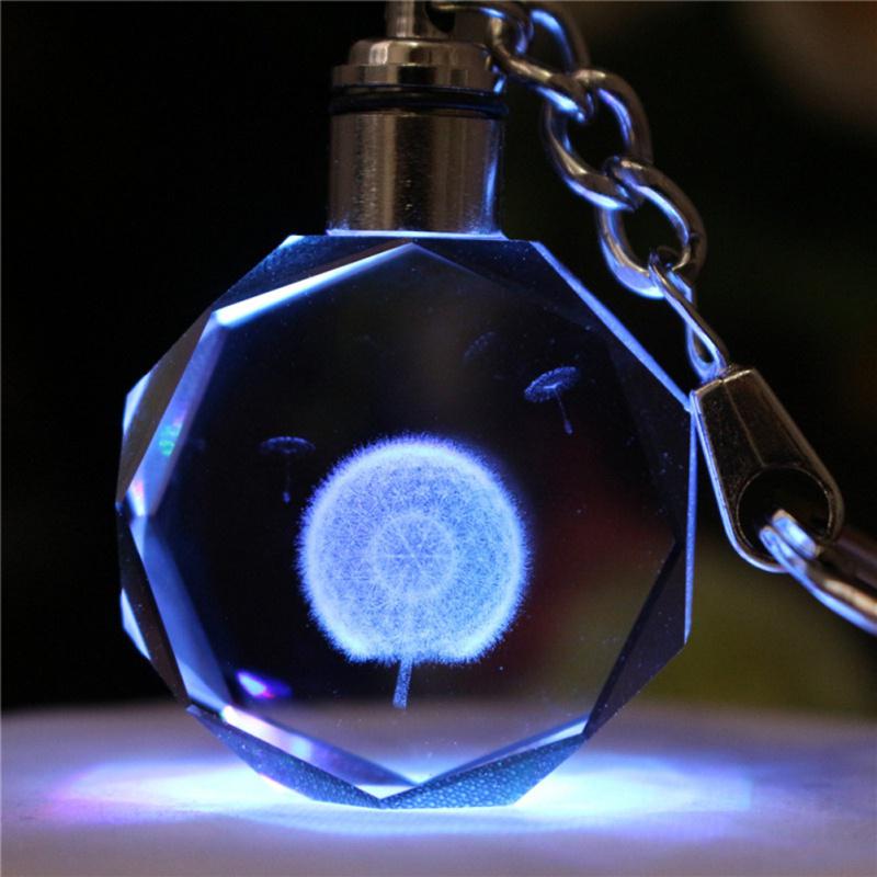 

Light Valentine s Day 3D Crystal Engraving Couple Small Pendant Crystal Couple Key Chain For Women Girlfriend Keychain
