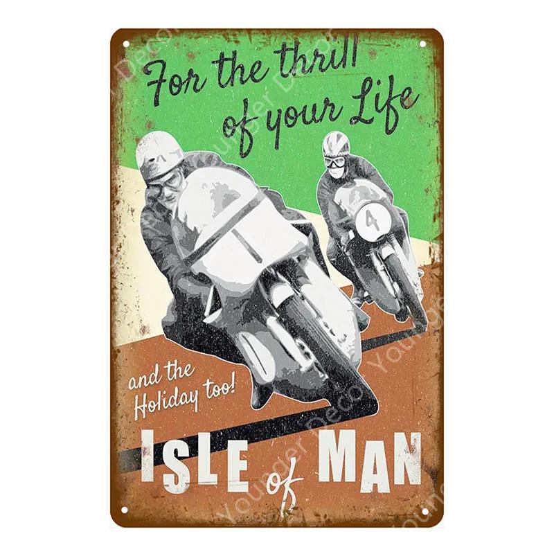 Dirt Bike Metal Poster Retro Motorcycle Races Plaque Wall Art Painting Plate Pub Bar Garage Home Decor Isle Of Man Signs YI-179