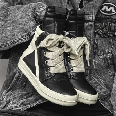 Autumn Winter New Fashion High Tops All Match Leather Casual Shoes For Men Flats Loafers Sports Walking Sneakers Ankle Boots