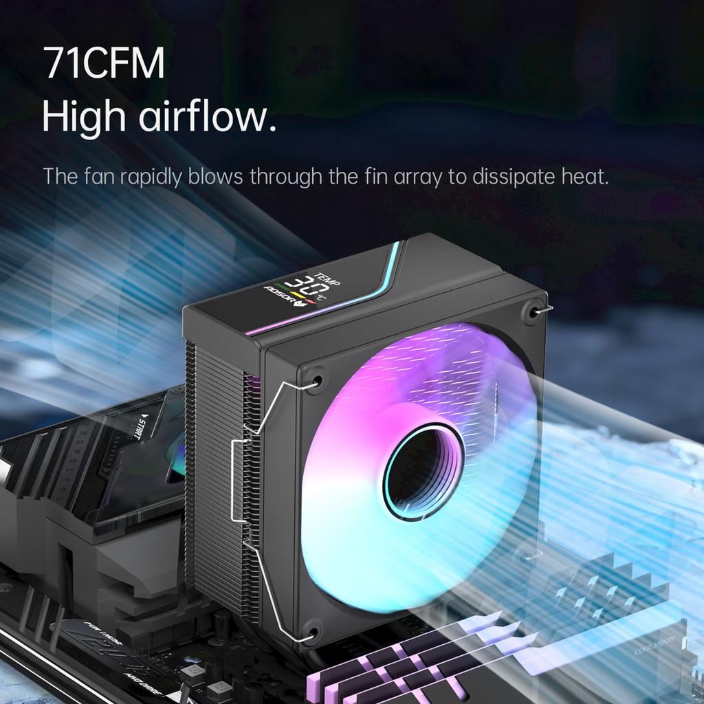 T6 CPU Cooler 6 Copper Pipe Air Cooler PC Processor Heatsink Coolers ARGB 4PIN PWM Processador Air Radiator Silent Fan For PC