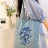 Niche Design Flower Graffiti Canvas Bag 2024 New Korean Style Lazy Fashion Single Shoulder Bag Outdoor Tote