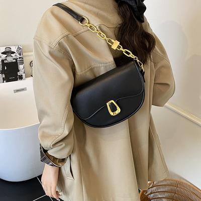 Niche Chain Underarm Bag Women's New Fashion Versatile High-end Saddle Bag Retro Messenger Bag