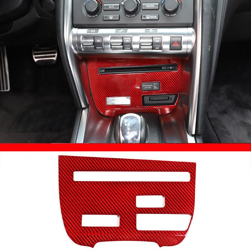 For Nissan GTR R35 Real Carbon Fiber Car Central Control Gear Panel Decorative Frame Central Control Set Sticker Auto Parts