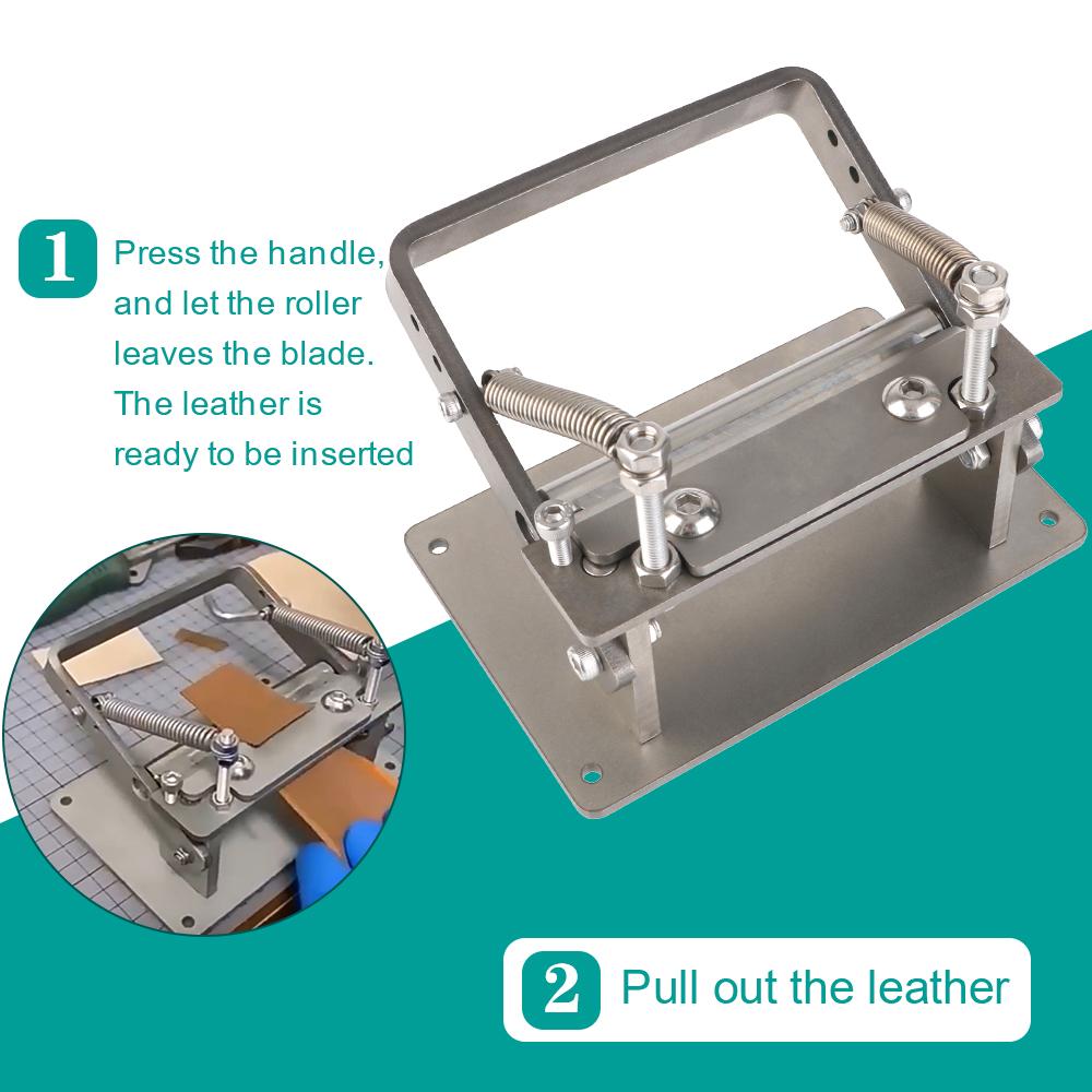 Leather Thinning Machine with 10 Blades Leather Skiver Splitter Leather Paring Device Practical Adjustable Strap Cutting Tool