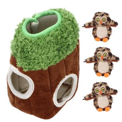 Plush Squeak Soft Tree Hole Dog Puzzle Seeking and Hiding Toy with Owl Toy Pet Supplies