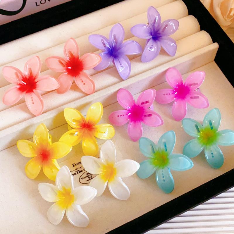 Dopamine Gradient Egg Flower Acrylic Hair Claws for Women Premium Partysu Accessories Headdress Charms Small Bang Duckbill Clips