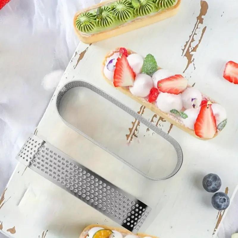 6Pcs Oval Perforated Tart Rings -Stainless Steel Tart Ring Molds For Professional Pastry Cake Molds Tart Rings Baking Molds