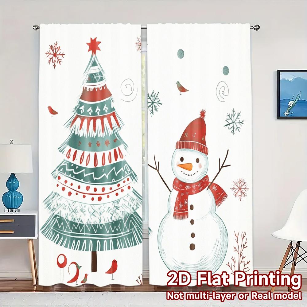 

2pcs,Curtains Christmas Tree Snowman Winter Holiday Popular Contemporary Curtains Polyester Curtains Decorations For Home 52.50×116.00 CM 2pcs