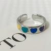 Korean Style Colorful Heart Ring for Women - Niche Sweet Cool Retro, Light Luxury Index Finger Band
