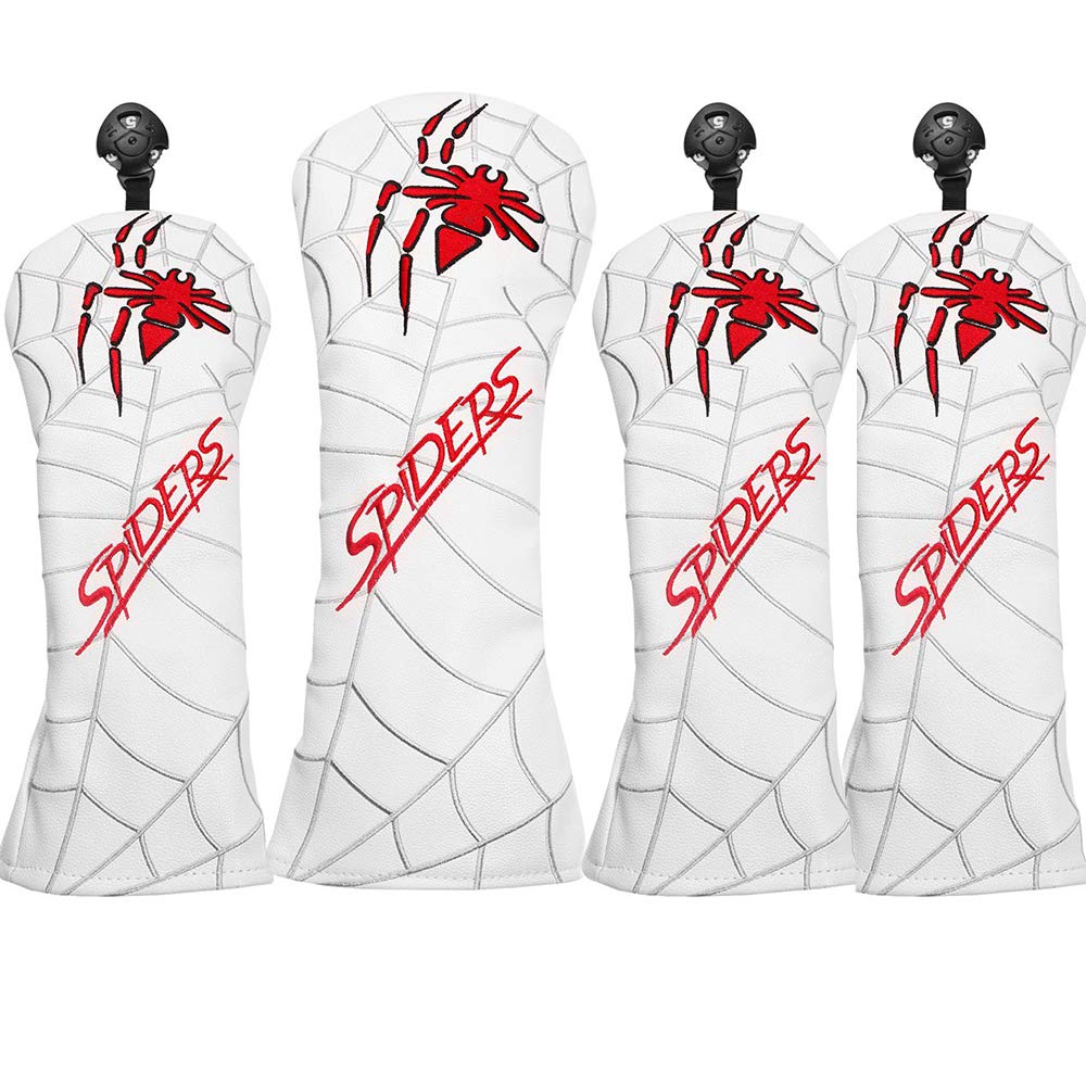 Spider Golf Headcovers Set of 4 Golf Fairway and UT Headcovers (White) - Clubs Driver, DR, 440cc, 460cc, Wood, Wood, Utility,