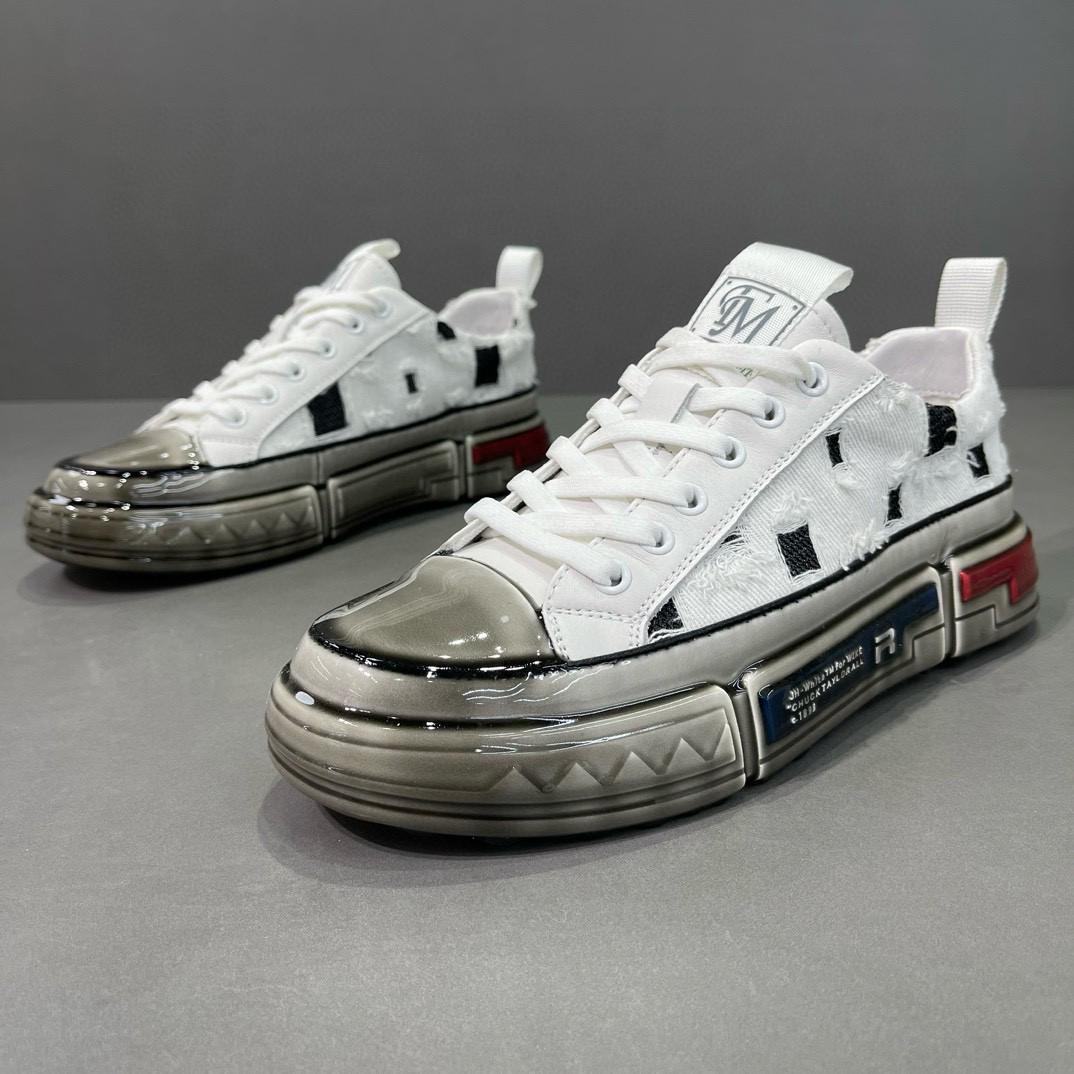 

Летние мужские кроссовки из натуральной кожи 2024 года в модном повседневном стиле 43 белый