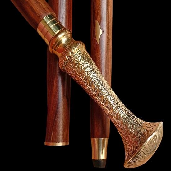 93.98 Cm Wooden Walking Cane, Brass Handle Walking Stick, Father's Gift, Mother's Gift Unisex Cane Gift for Her and Him