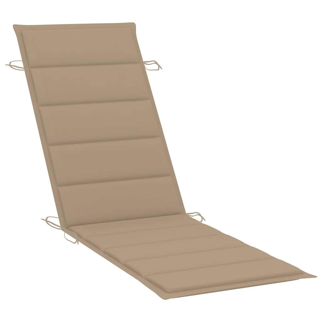 Folding Sun Lounger with Cushion Solid Acacia Wood