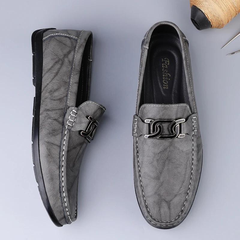 New Men's Business Shoes Italian Style Penny Loafers For Men Handmade Leather Moccasins Driving Shoes Non-Slip Slip On Flats