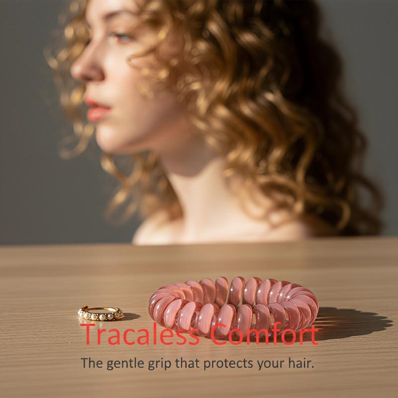 4Pcs Womens Spiral Hair Ties Telephone Wire Cord Elastic Hair Bands Accessories For Daily Travel Party Use