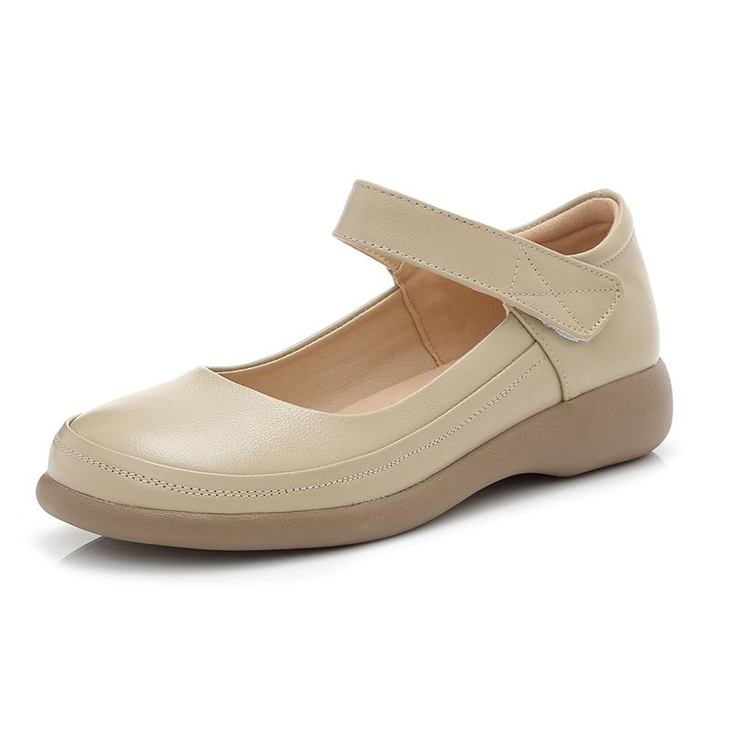 Fashion GKTINOO Genuine Leather Flats Mary Jane Women's Shoes Summer Soft Sole Hollow Mother's Shoes Anti-slip Sandals Large Size 43