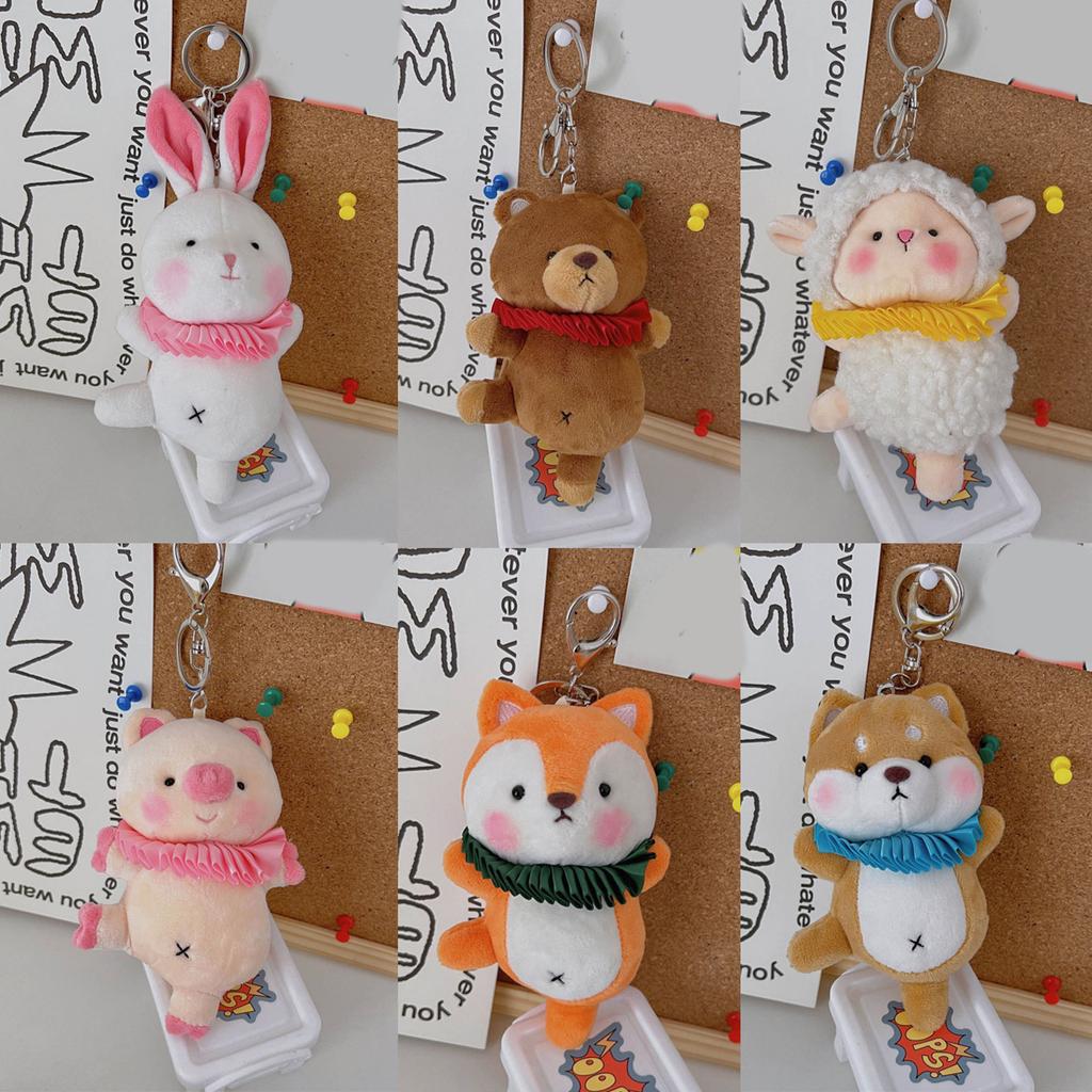 Cartoon Animal Doll Pendant Plush Toy Keychain Ballet Animals Shaped Keyring Lovely Stuffed Bag Pendant Women Accessory