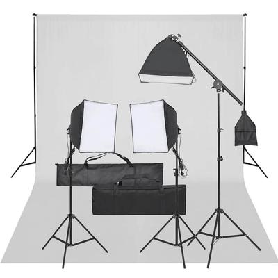 Vidaxl Fotograficzny Zestaw Studyjny Z Lampami I Tłem