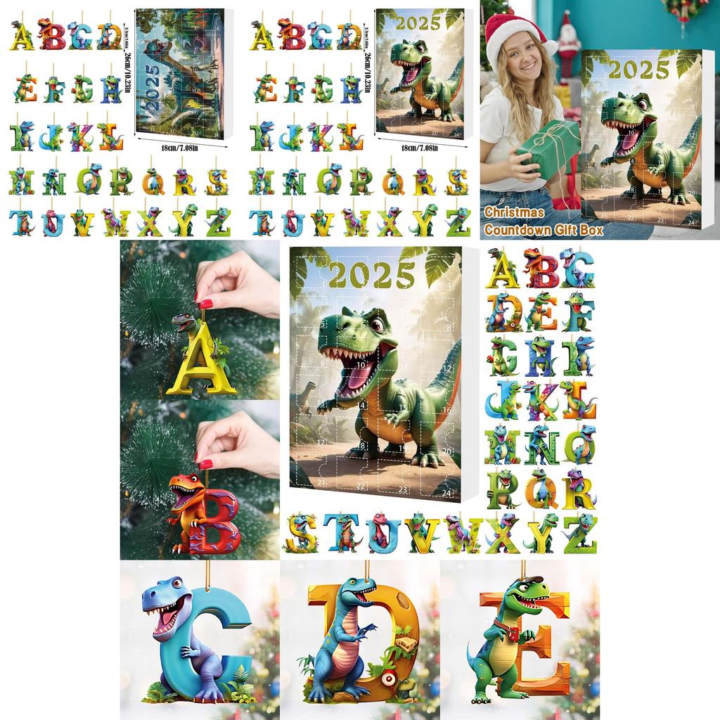 Vánoční odpočítávací kalendář s dinosaury a akrylovými figurkami dinosaurů pro sváteční dárek