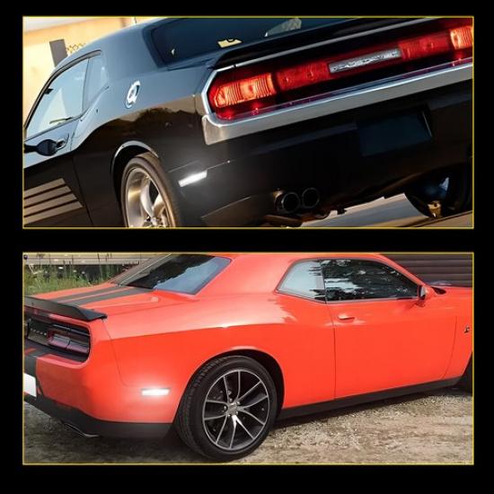 White LED Rear Side Marker Lights For 08-14 Dodge Challenger/11-14 Charger EXV