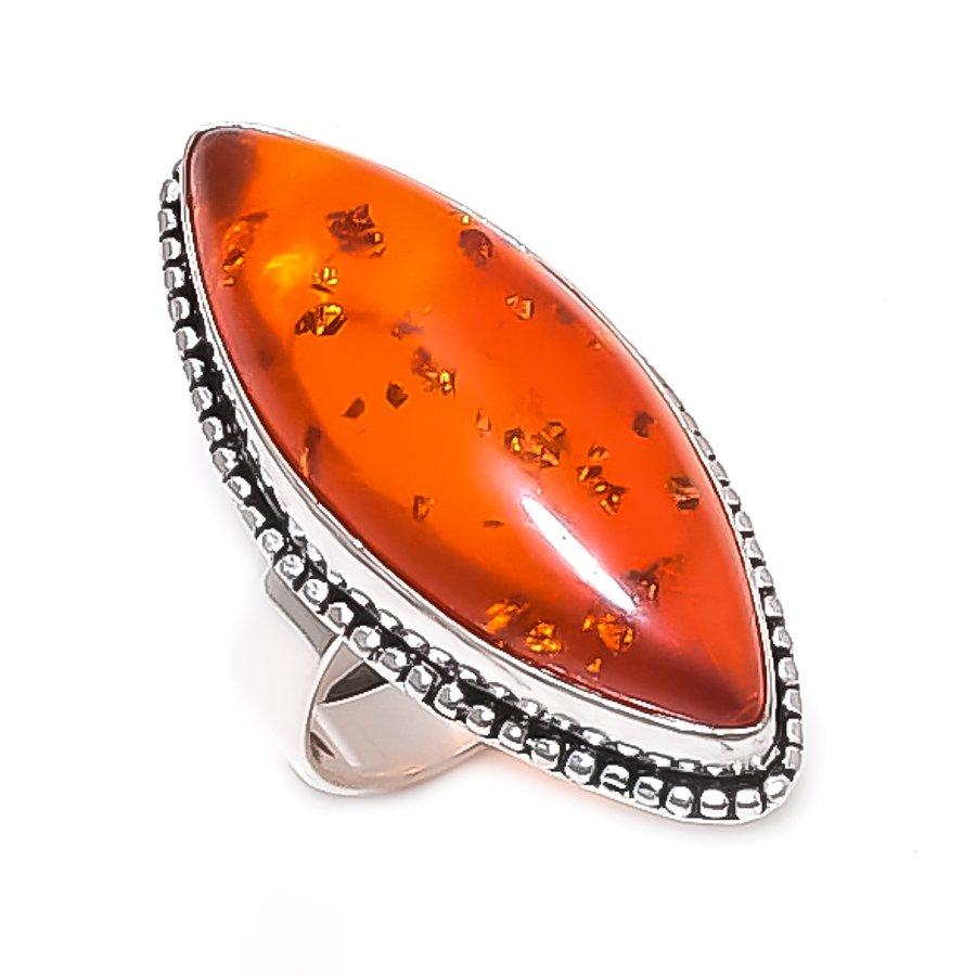 

Балтийский янтарь Драгоценный камень 925 Стерлинговое серебро Ювелирное изделие Кольцо Размер 8