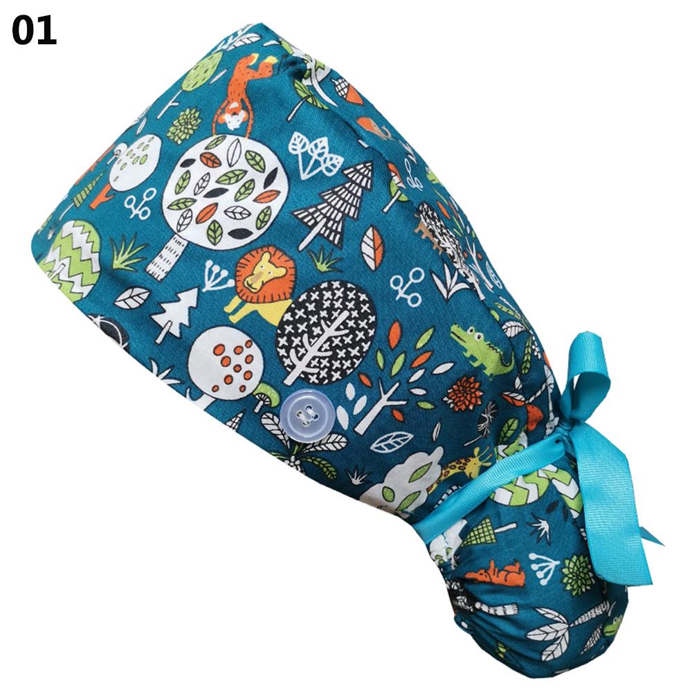 One Size Adjustable Cotton Tie Back Hats Long Hair Cap Working Hat Working Cap With Button
