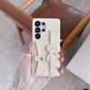 Chic Vintage Heart Bow Wrist Strap Jeans Texture Phone Case for SamSung Galaxy S26 Ultra S25 S24 S23 Card Holder Protect Cover