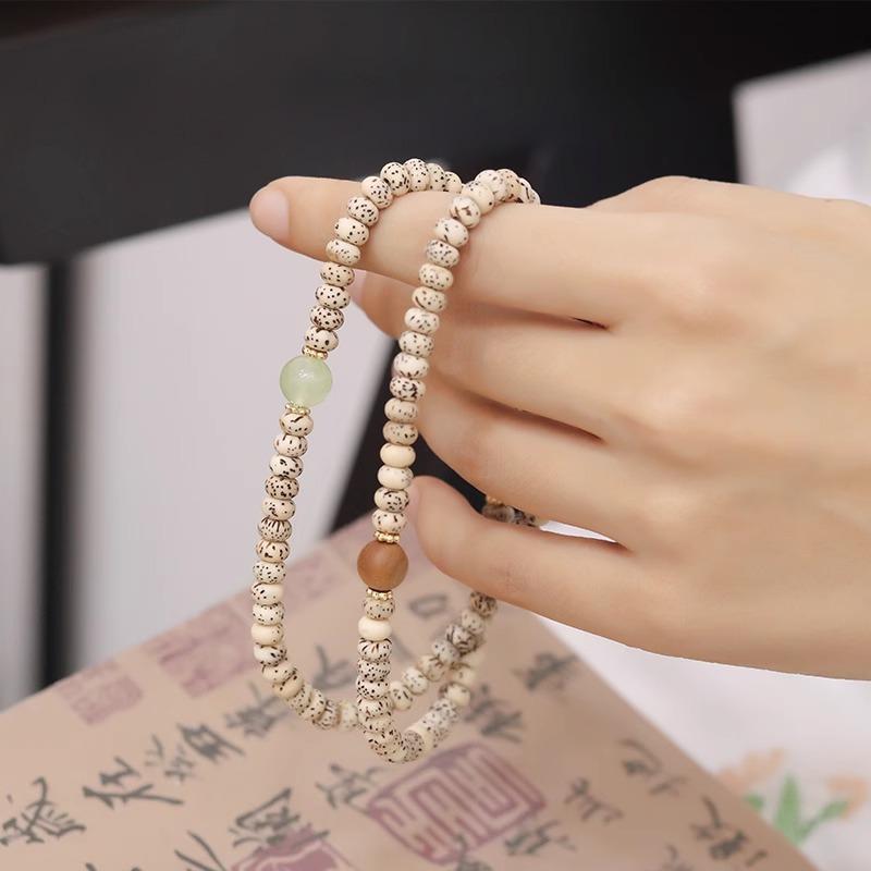 Bracelet Naturel en Perles Bodhi Étoile et Lune pour Femmes, Bracelet Perlé Style Chinois Vintage, Chaîne Bodhi, Cadeau pour Petite Amie pour le Festival Qixi