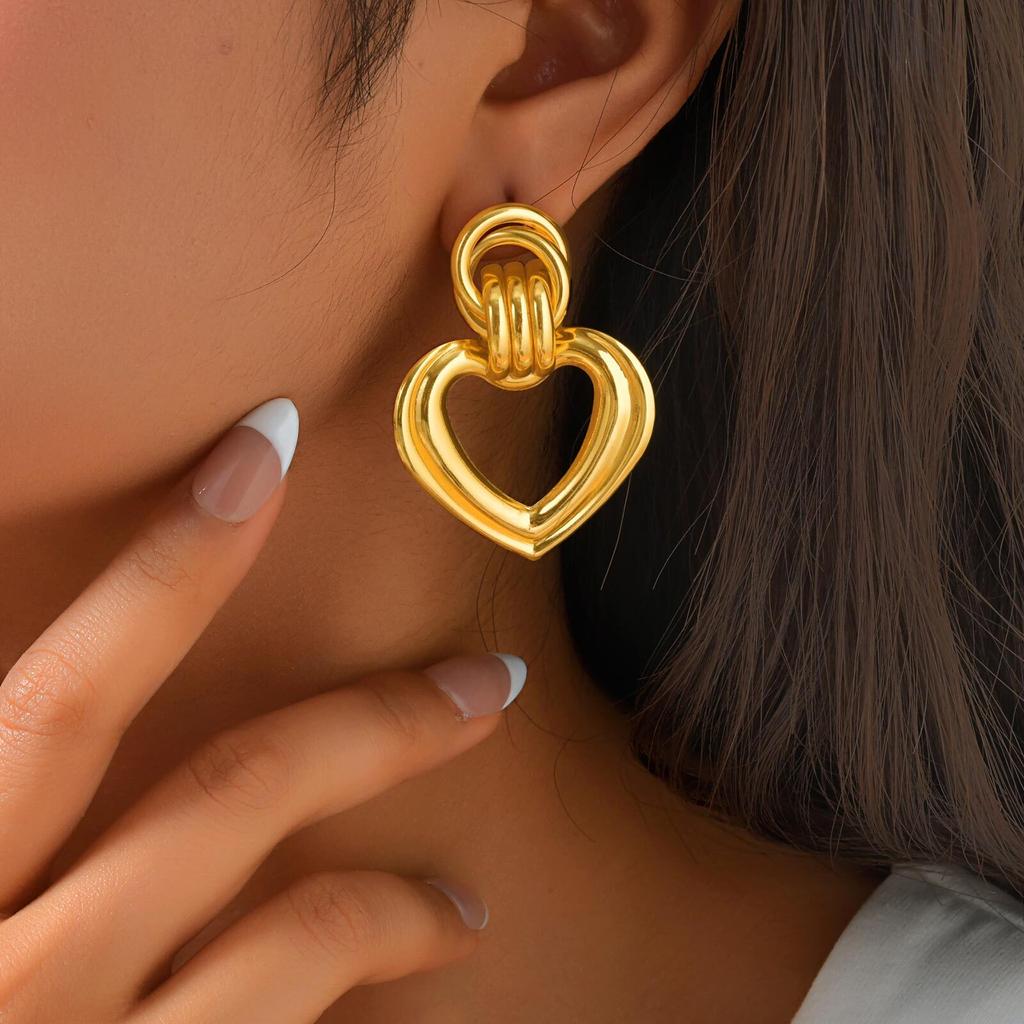 Knot Stud Earrings, Link Circle Geometri Chunky Earrings for Women, Gold Plated Knot Love Jewelry